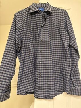 Apt. 9 Men's Navy and Light Blue Button-Down Shirt